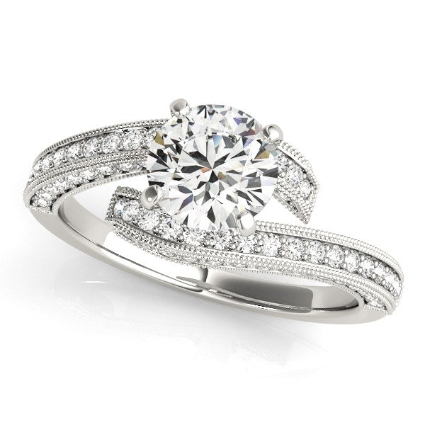 14k White Gold Round Diamond Bypass Style Engagement Ring (1 1/2 cttw) by Bids.com