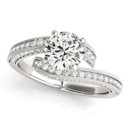 14k White Gold Round Diamond Bypass Style Engagement Ring (1 1/2 cttw) by Bids.com