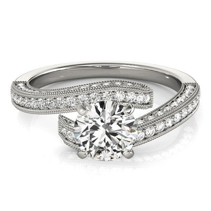 14k White Gold Round Diamond Bypass Style Engagement Ring (1 1/2 cttw) by Bids.com