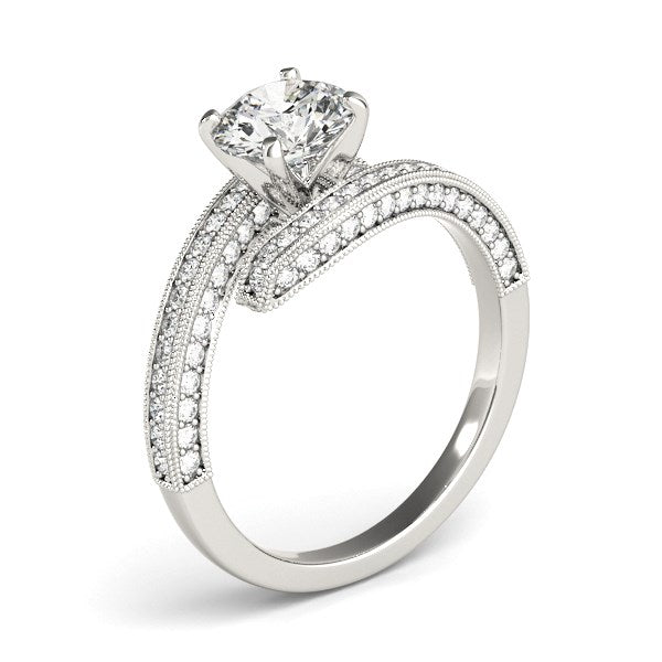 14k White Gold Round Diamond Bypass Style Engagement Ring (1 1/2 cttw) by Bids.com