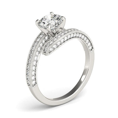 14k White Gold Round Diamond Bypass Style Engagement Ring (1 1/2 cttw) by Bids.com