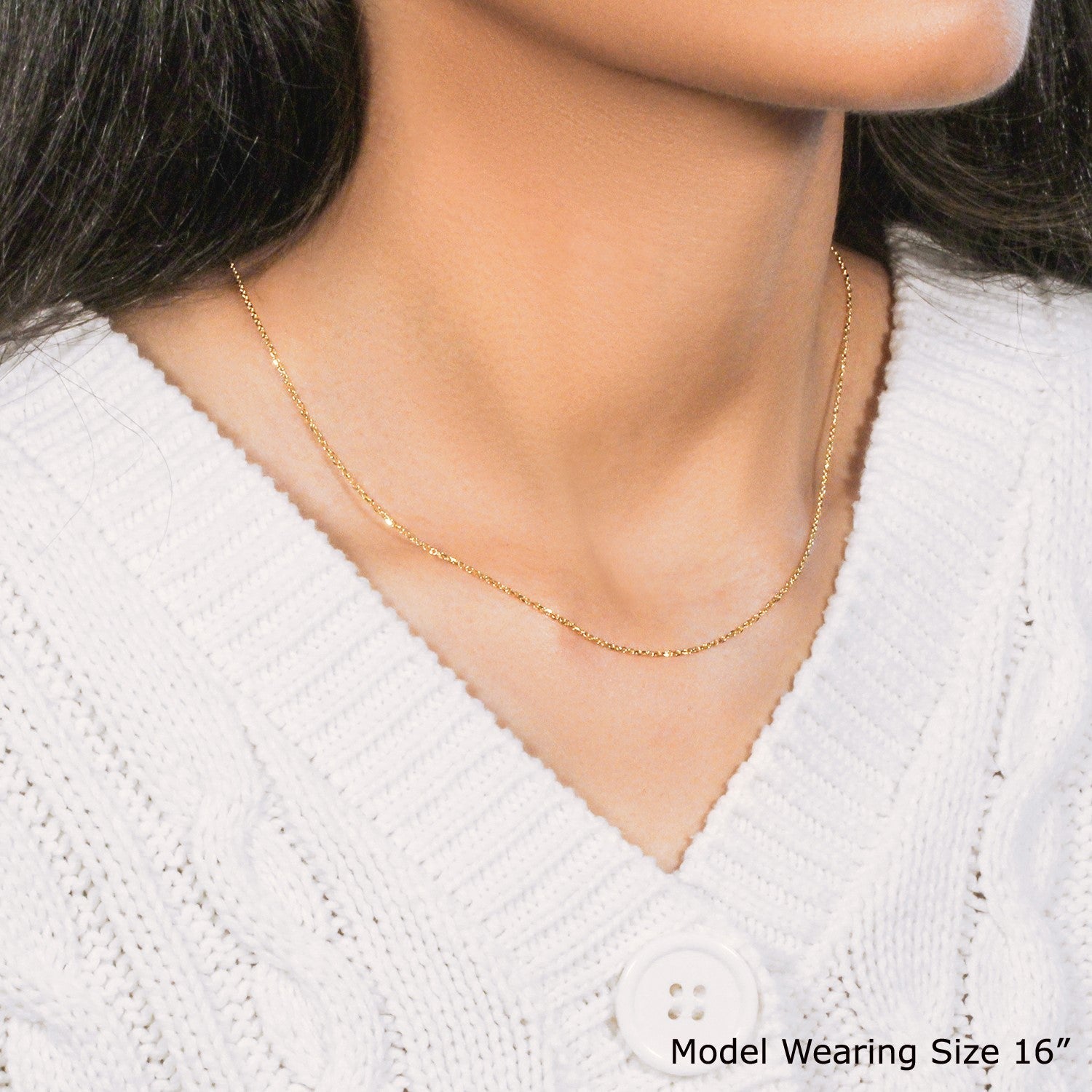 10k Yellow Gold Diamond Cut Cable Link Chain (1.10 mm) by Bids.com