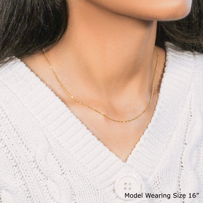 10k Yellow Gold Diamond Cut Cable Link Chain (1.10 mm) by Bids.com