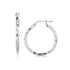 Sterling Silver Diamond Cut Hoop Earrings with Rhodium Plating (2x20mm) - DestGlow