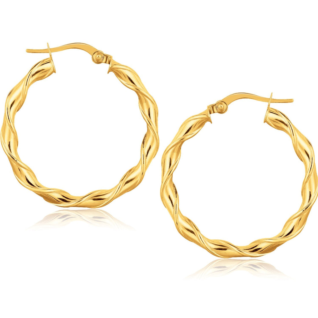 14k Yellow Gold Hoop Earrings (25mm) - earrings