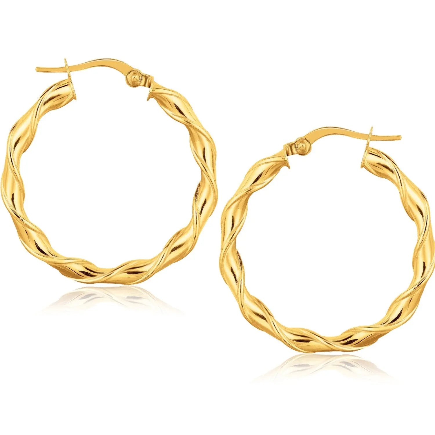 14k Yellow Gold Hoop Earrings (25mm) 