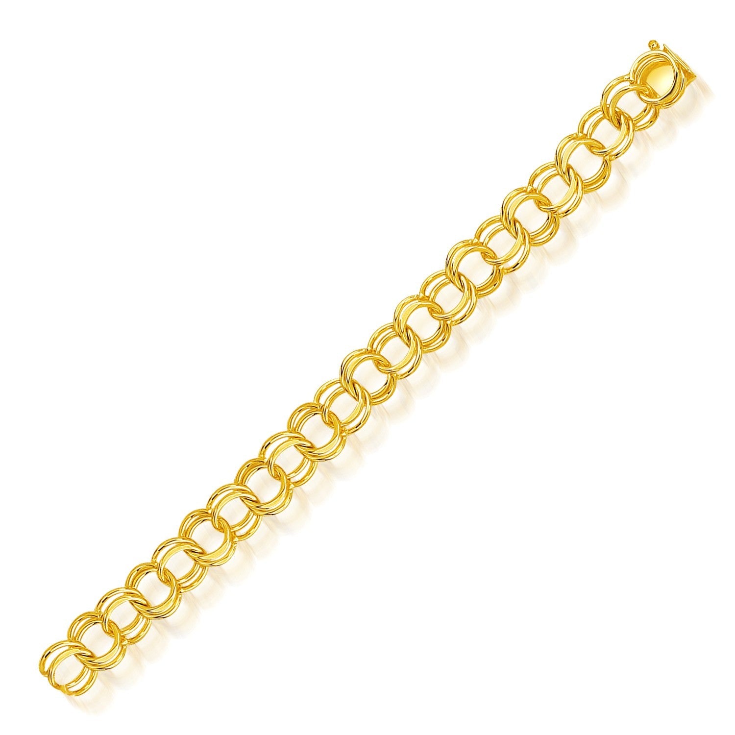 14k Yellow Gold Solid Double Link Charm Bracelet 10.0mm by Bids.com