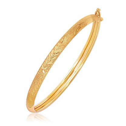 14k Yellow Gold Diamond Cut Motif Dome Style Children&