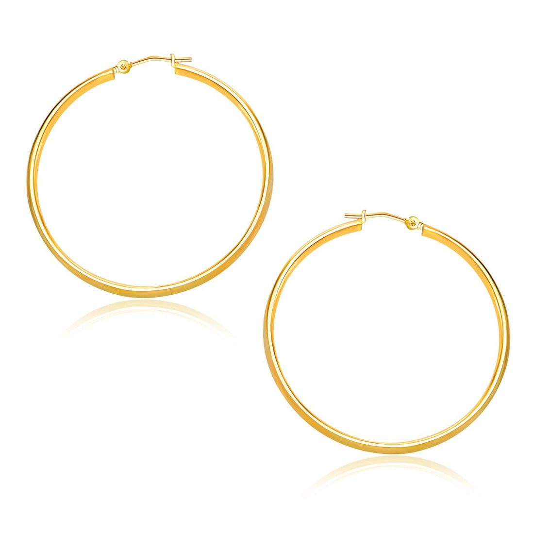 14k Yellow Gold Polished Hoop Earrings (1.5x30mm) - earrings