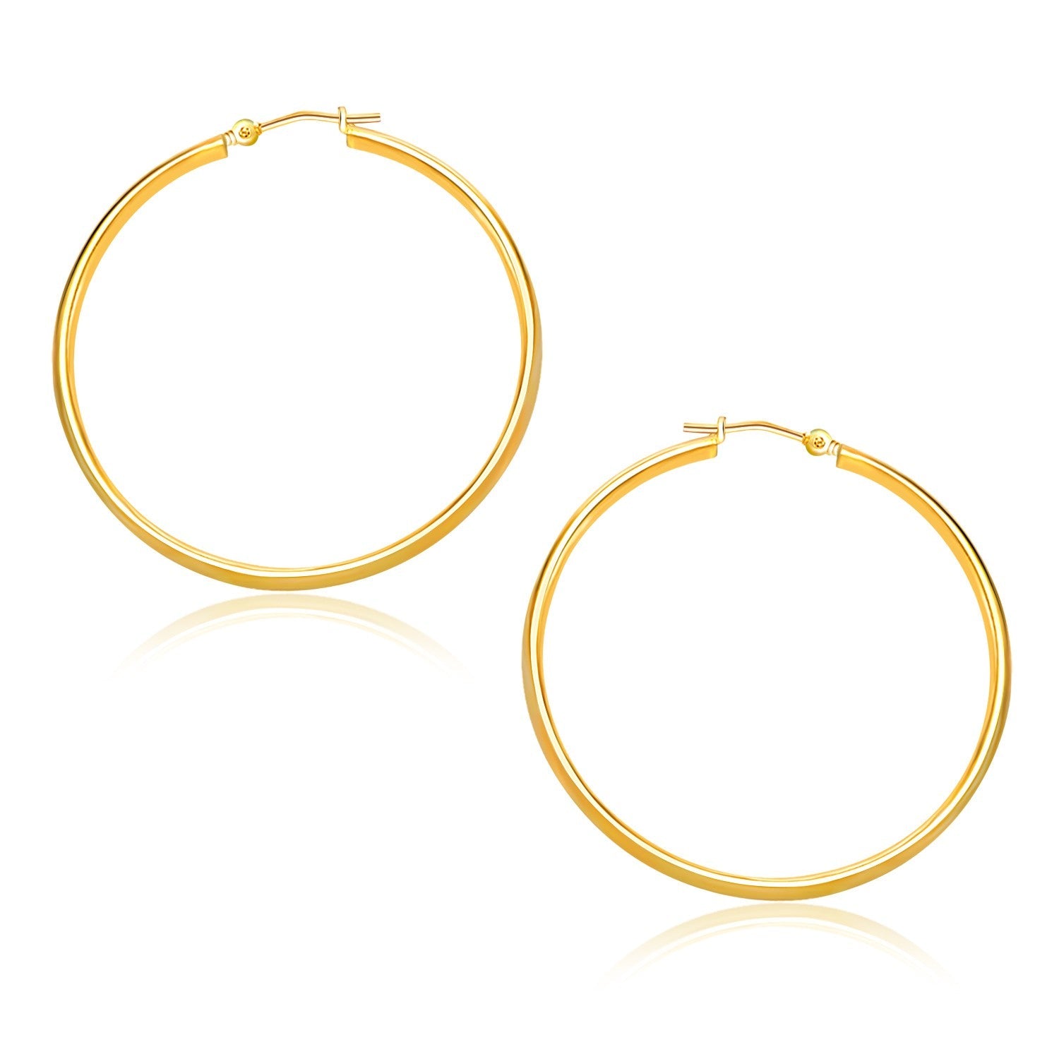 14k Yellow Gold Polished Hoop Earrings (1.5x30mm) - earrings