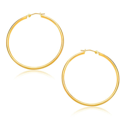 14k Yellow Gold Polished Hoop Earrings (1.5x30mm) - earrings