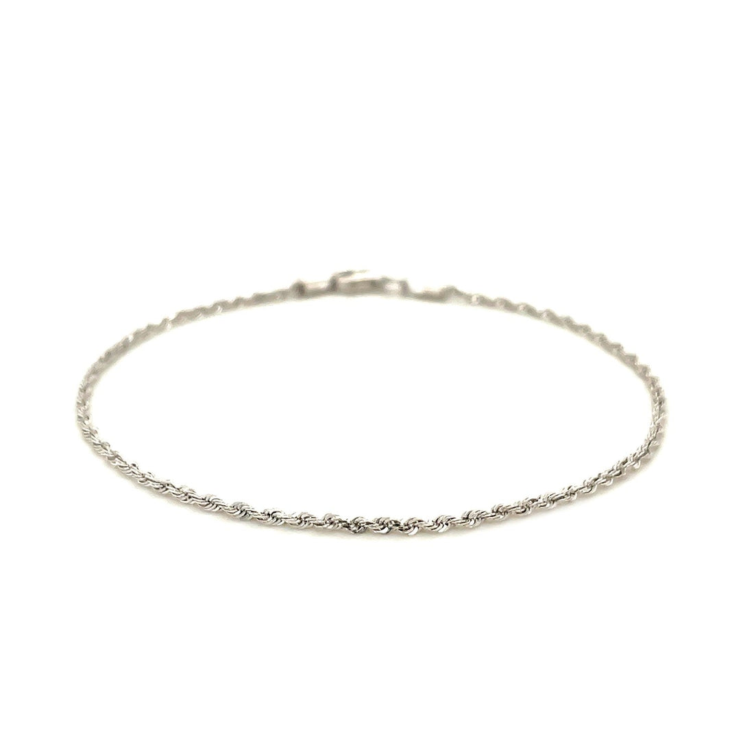 14k White Gold Solid Diamond Cut Rope Bracelet 1.5mm 