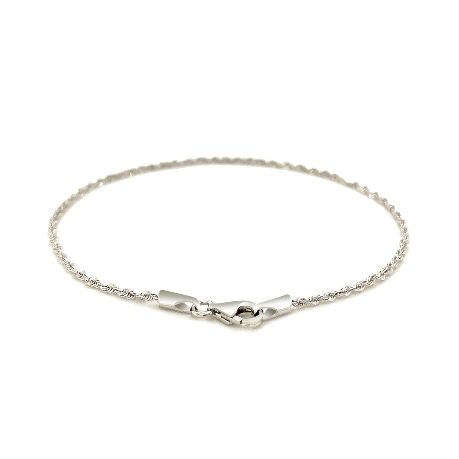 14k White Gold Solid Diamond Cut Rope Bracelet 1.5mm - DestGlow
