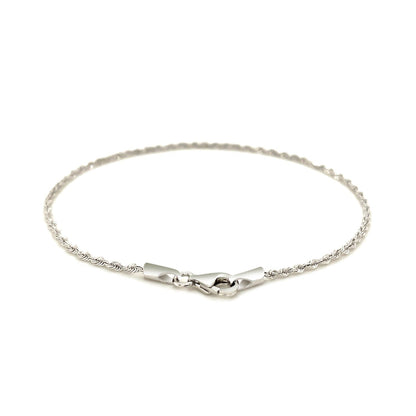 14k White Gold Solid Diamond Cut Rope Bracelet 1.5mm - DestGlow