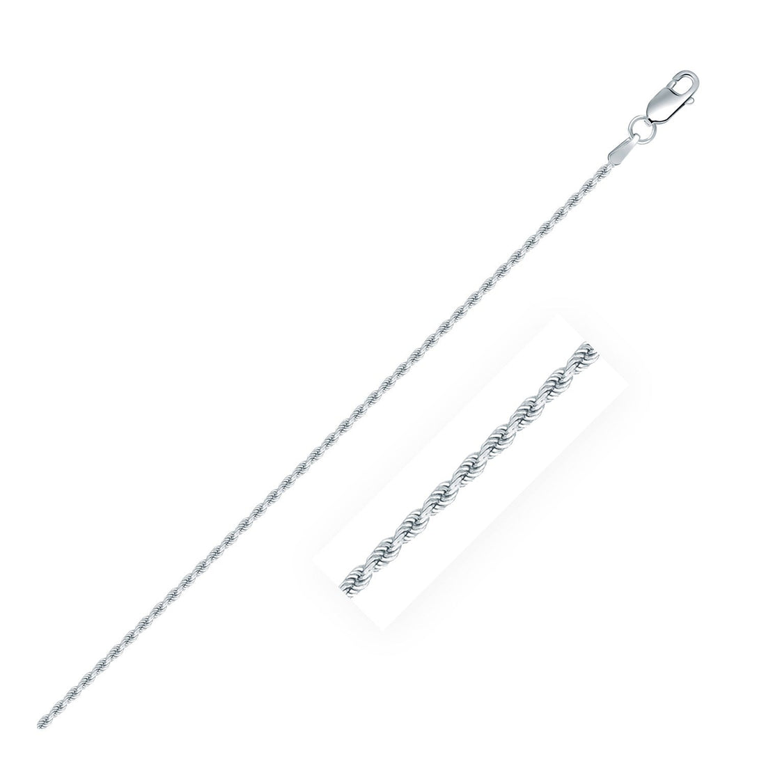 Sterling Silver 1.4mm Diamond Cut Rope Style Chain - DestGlow