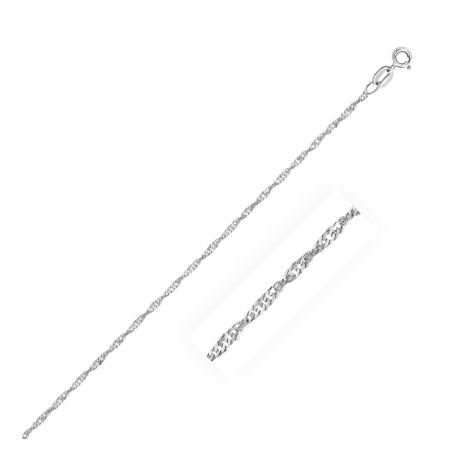 14k White Gold Singapore Anklet 1.5mm  DestGlow