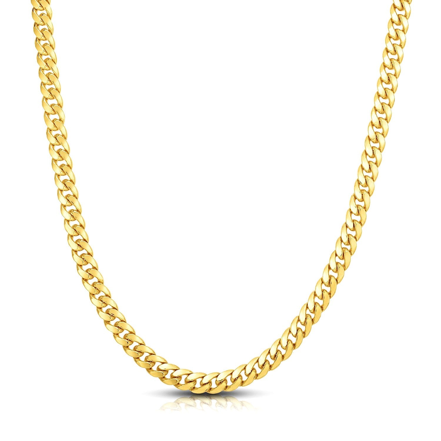 7.0mm 14k Yellow Gold Classic Miami Cuban Solid Chain by Bids.com
