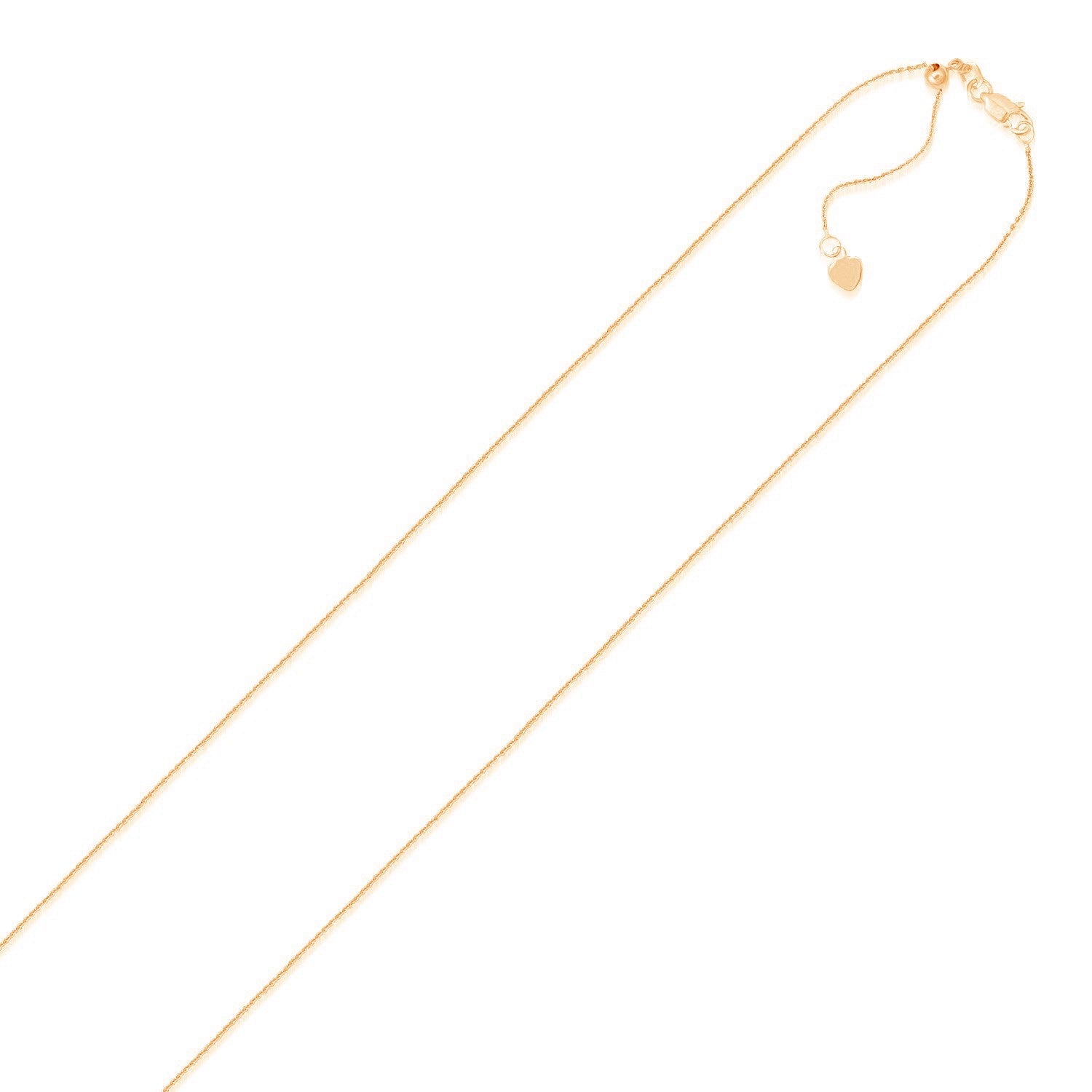 14k Rose Gold Adjustable Cable Chain 0.9mm - necklaces
