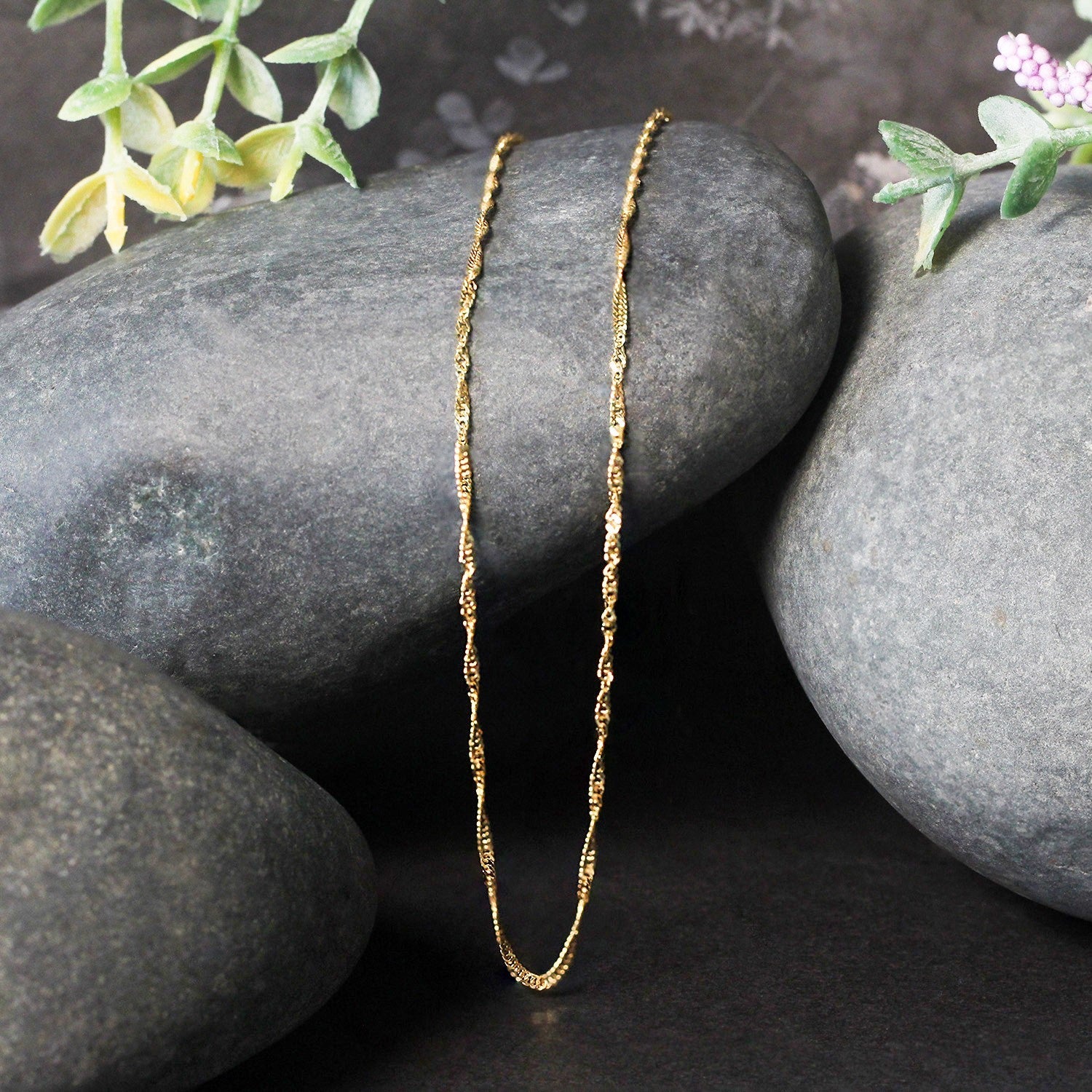 14k Yellow Gold Singapore Chain 1.5mm by Bids.com