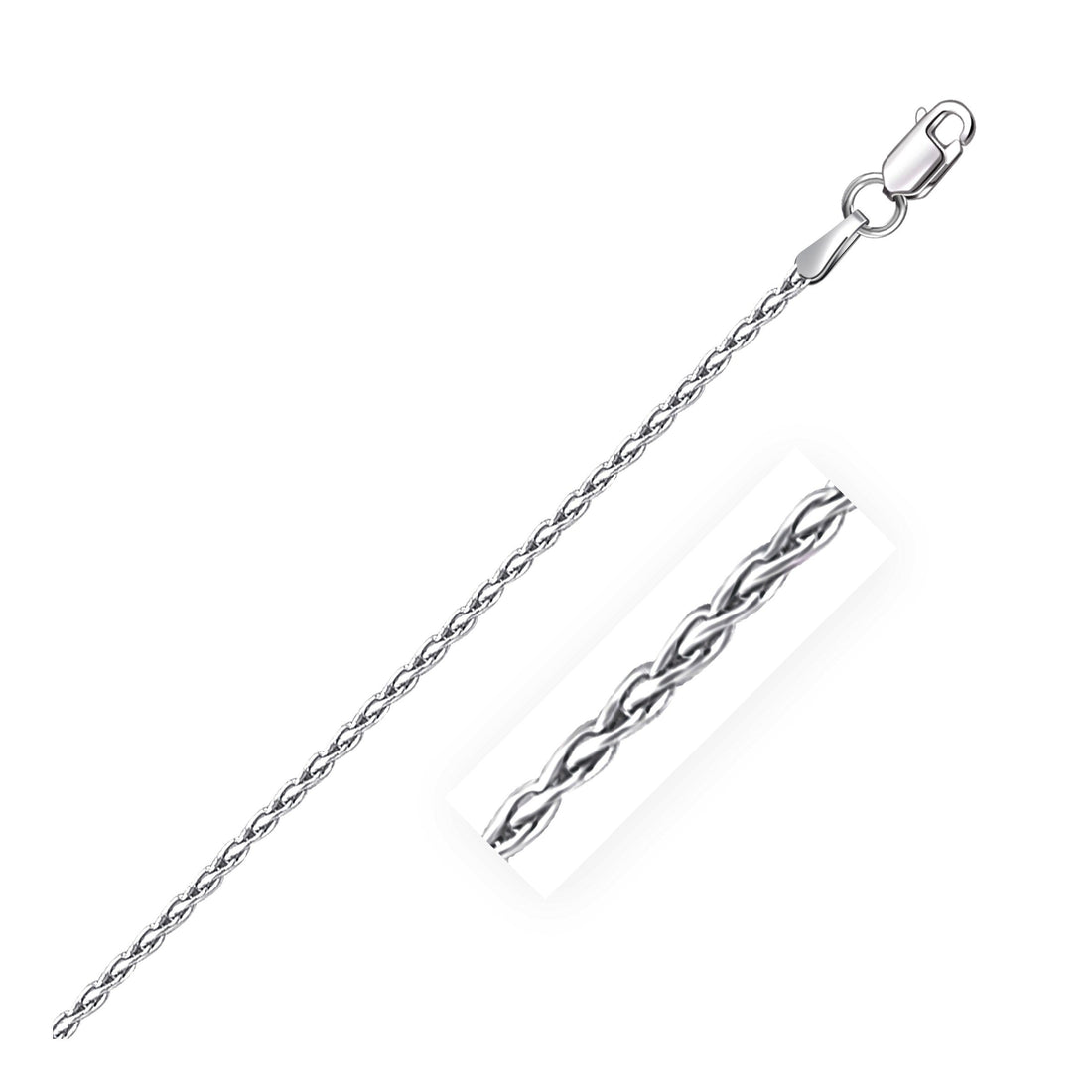 Sterling Silver Rhodium Plated Wheat Chain 1.5mm - DestGlow