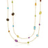 14k Yellow Gold Double Layer Multi Gem Necklace 
