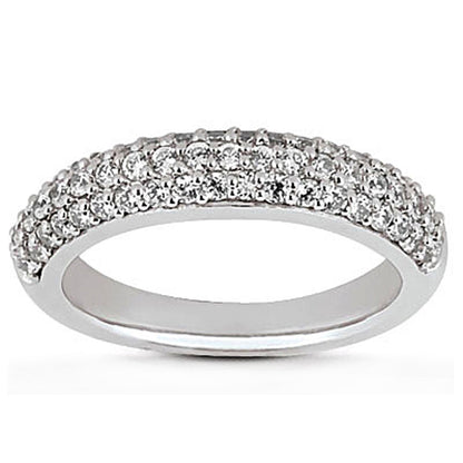 14k White Gold Triple Multi-Row Micro- Pave Diamond Wedding Ring Band by Bids.com