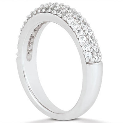 14k White Gold Triple Multi-Row Micro- Pave Diamond Wedding Ring Band by Bids.com