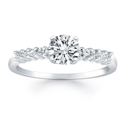 14k White Gold Shared Prong Accent Diamond Engagement Ring by Bids.com