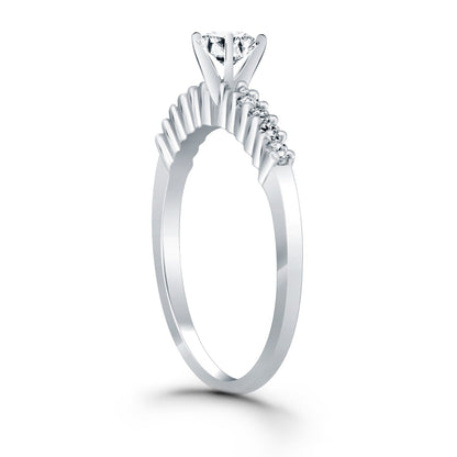 14k White Gold Shared Prong Accent Diamond Engagement Ring by Bids.com