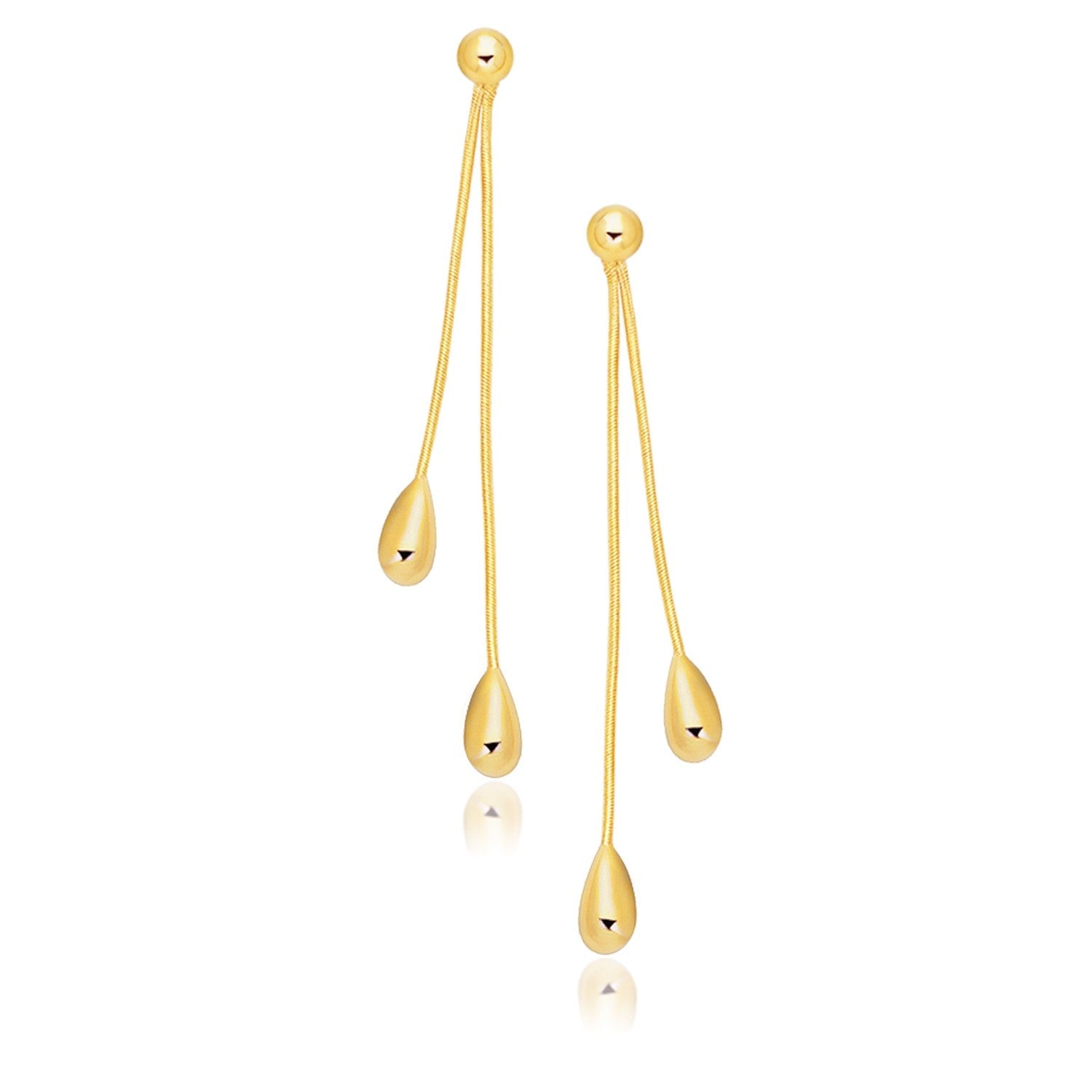 14k Yellow Gold Double Drop Long Earrings  DestGlow