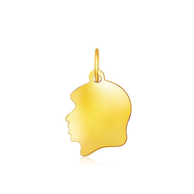14k Yellow Gold Small Girl Head Charm - accessories