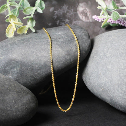 14k Yellow Gold Diamond Cut Round Wheat Chain 1.1mm by Bids.com
