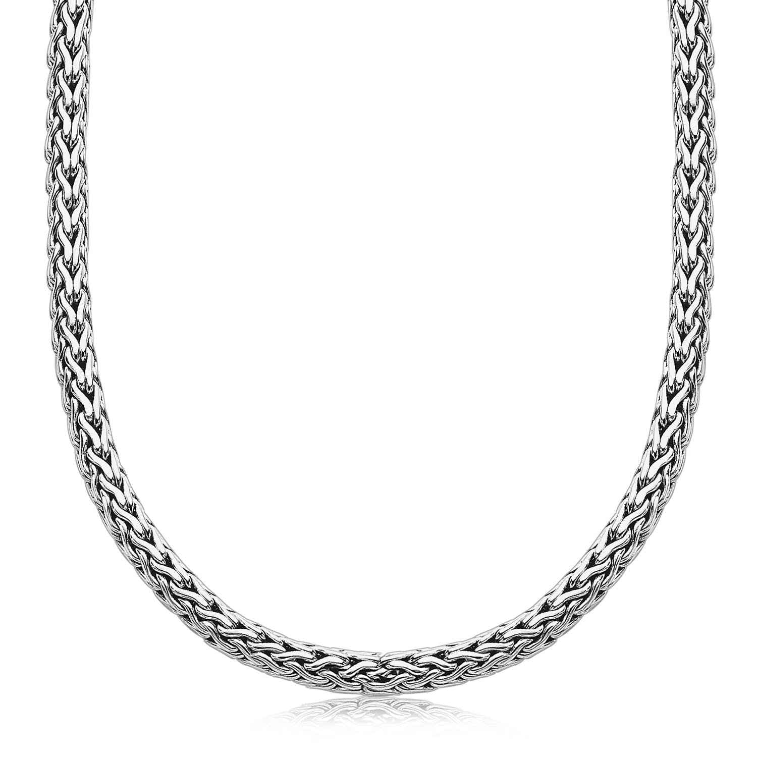 Oxidized Sterling Silver Wheat Style Chain Men&