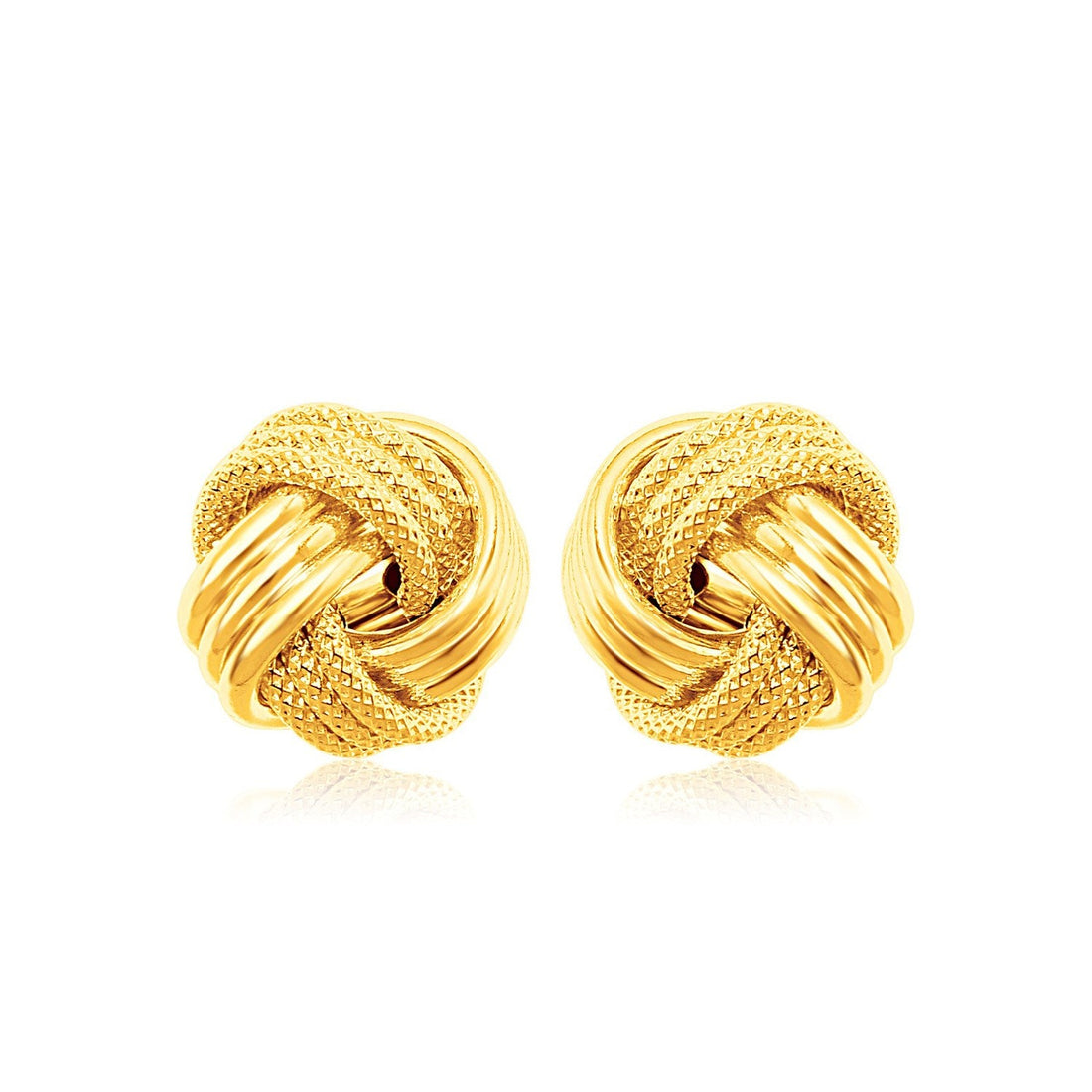 14k Yellow Gold Love Knot with Ridge Texture Earrings - accessories