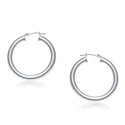 14k White Gold Polished Hoop Earrings (30 mm) by Bids.com