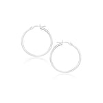 14k White Gold Polished Hoop Earrings (20 mm) - earrings