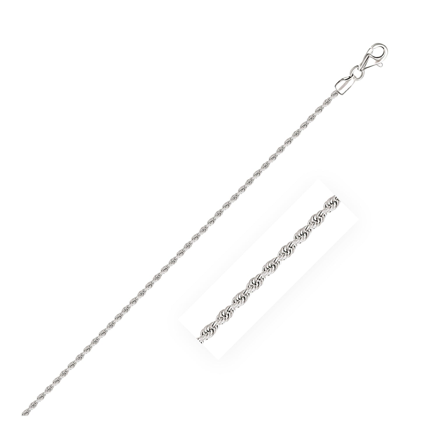2.0mm 14k White Gold Solid Diamond Cut Rope Bracelet - DestGlow