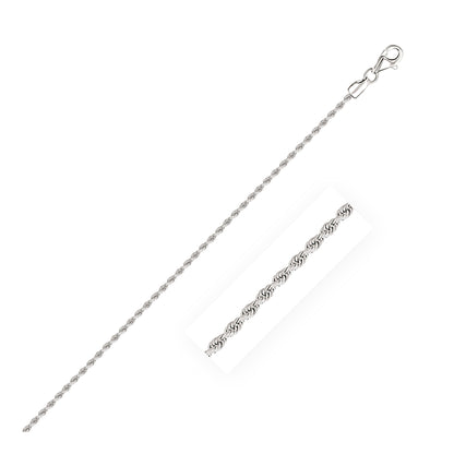 2.0mm 14k White Gold Solid Diamond Cut Rope Bracelet  DestGlow
