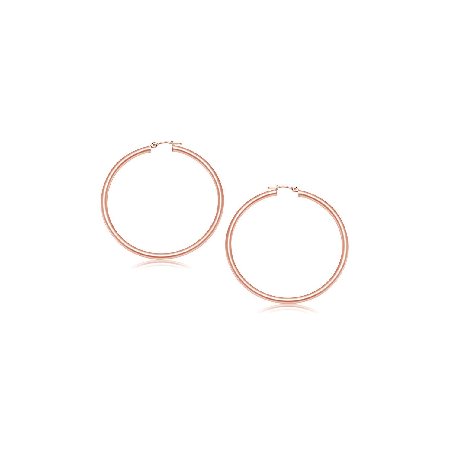 14k Rose Gold Polished Hoop Earrings (15 mm)  DestGlow