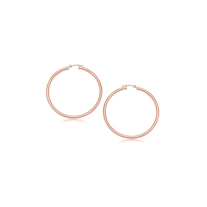 14k Rose Gold Polished Hoop Earrings (15 mm)  DestGlow