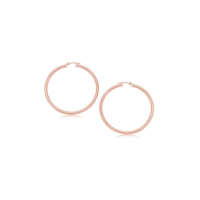 14k Rose Gold Polished Hoop Earrings (15 mm) - earrings