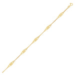 14k Yellow Gold Anklet with Fancy Diamond Shape Filigree Stations - accessories