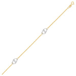 14k Two Tone Gold Entwined Heart Stationed Anklet - accessories