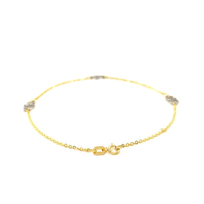 14k Two Tone Gold Entwined Heart Stationed Anklet - DestGlow
