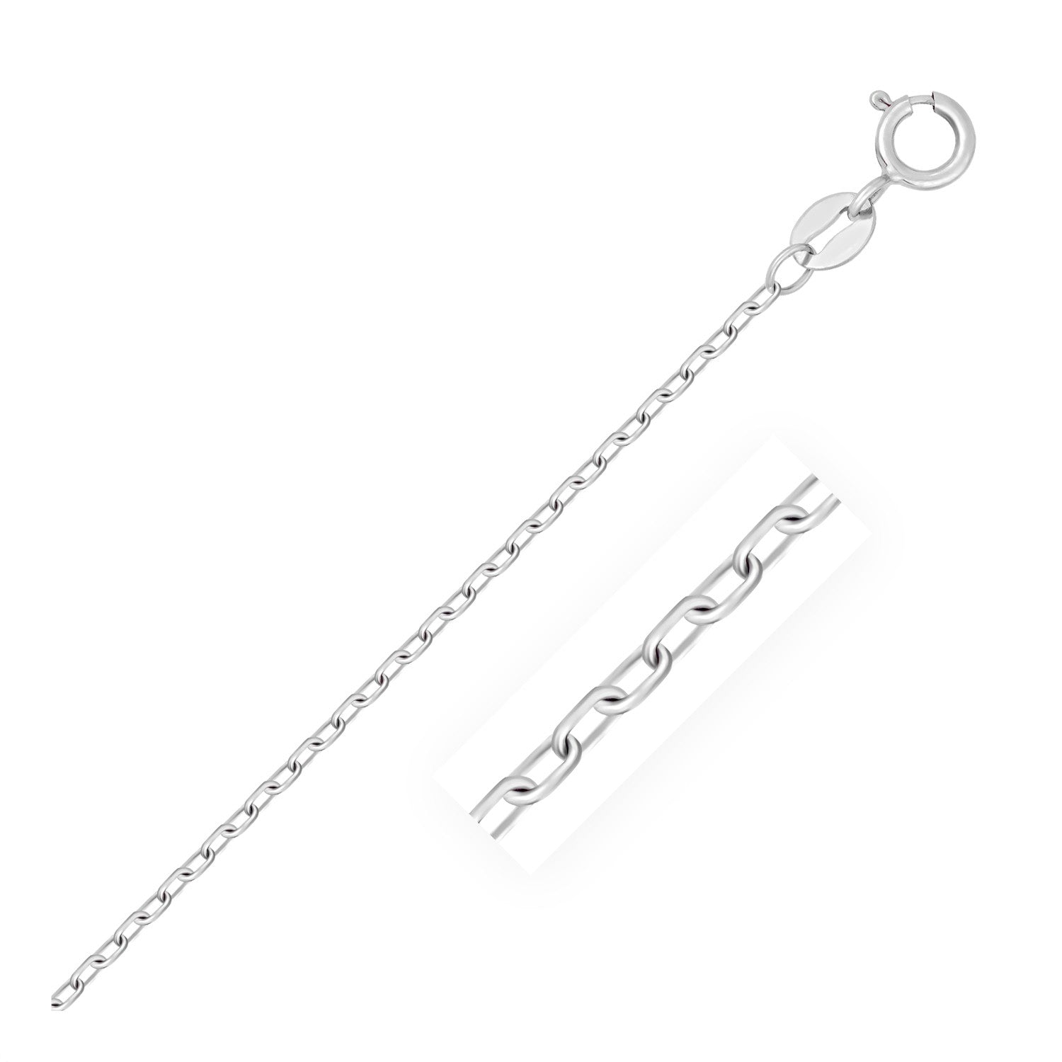 14k White Gold Faceted Cable Link Chain (1.20 mm) by Avera Group
