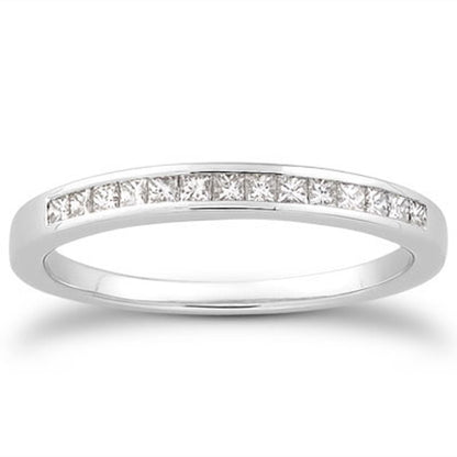 14k White Gold Channel Set Princess Diamond Wedding Ring Band by Bids.com