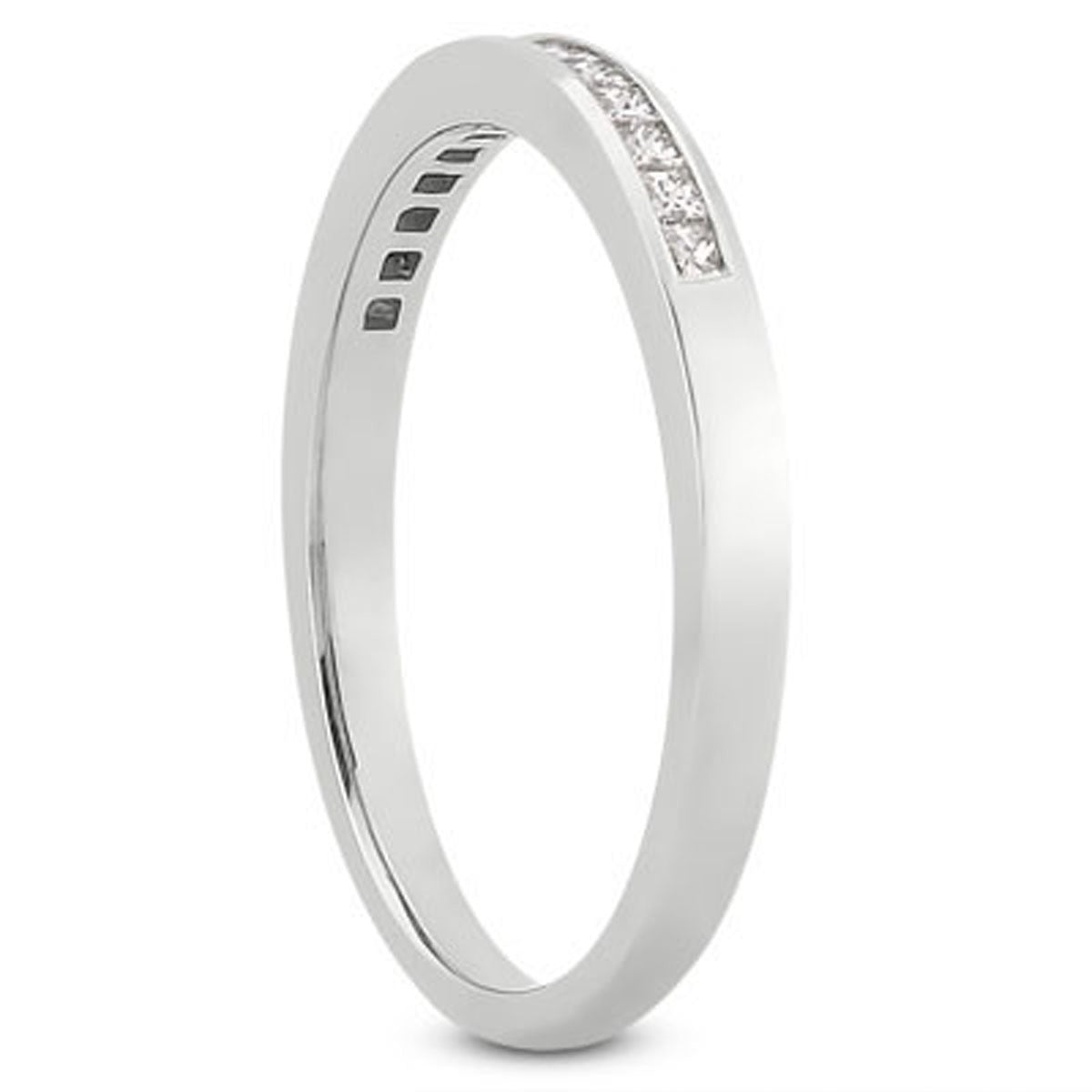 14k White Gold Channel Set Princess Diamond Wedding Ring Band by Bids.com