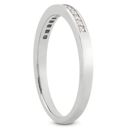 14k White Gold Channel Set Princess Diamond Wedding Ring Band by Bids.com