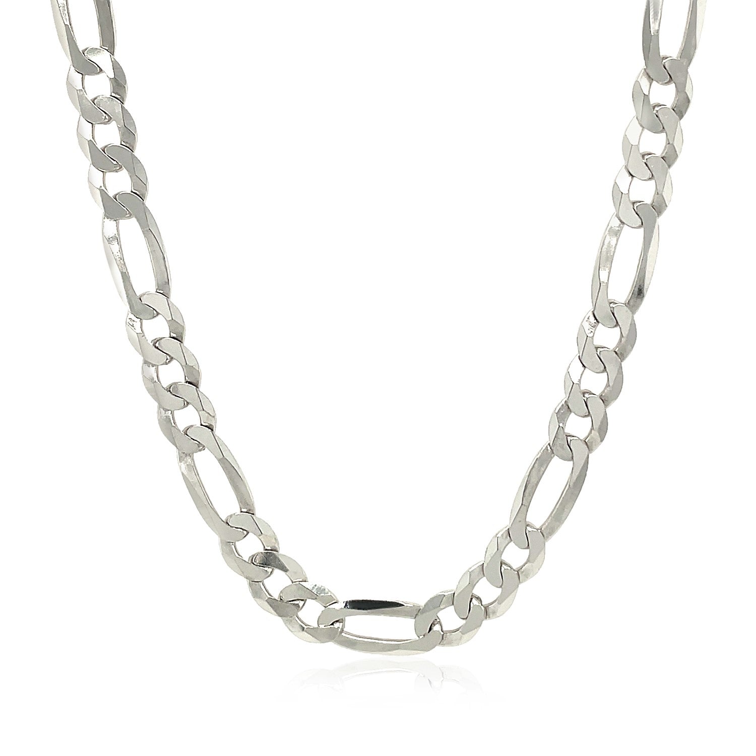Rhodium Plated Sterling Silver Figaro Style Chain (5.40 mm) - DestGlow