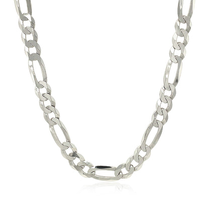 Rhodium Plated Sterling Silver Figaro Style Chain (5.40 mm) - DestGlow